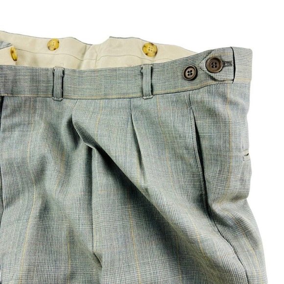 Paul Stuart Brown Blue & Orange Check 2 Button/Vent Full Suit Size 43R 38X26 - Picture 11 of 12